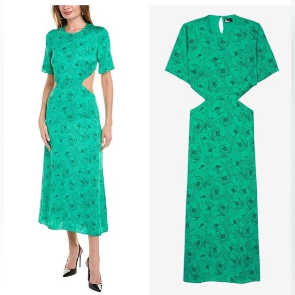 THE KOOPLES Floral Poppies Cutout Midi Dress - Picture 2 of 7